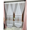 Schiebegardinen Set FR646 weiß Voile mit Lasermuster 303 für Balkonfenster