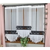 Schiebegardinen Set mit Rüsche und schwarzem Ajour – Modell FR661-325