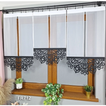 Elegante Schiebegardinen FR712 – 3-teilig mit kontraststarkem Ajourmuster