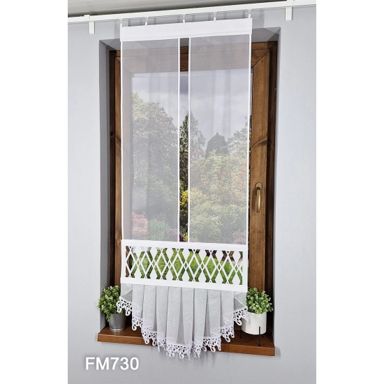 Schiebegardine FM730 weiß 60x150 cm mit Laserausschnitt & Gipiura