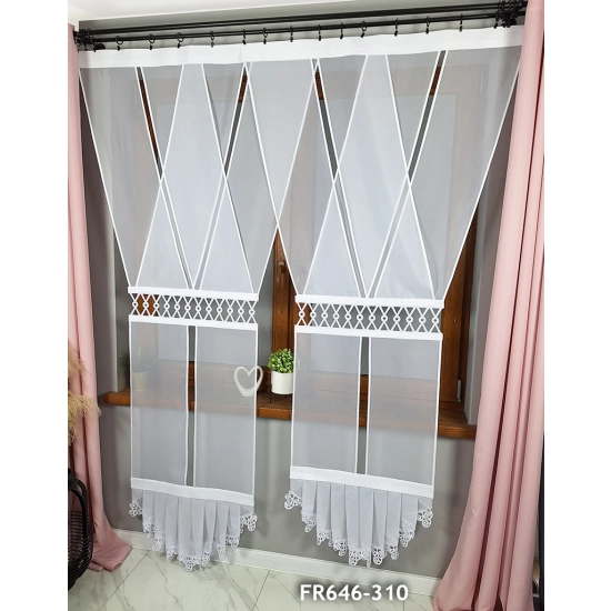 FR646 Schiebegardinen Y-Design Balkonpaneele mit Motiv 310 – 2er-Set weiß