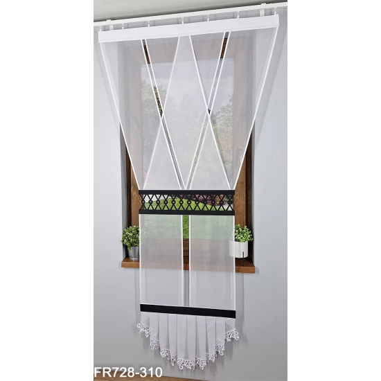 Schiebegardinen Balkon 210 cm FR728 mit schwarzem Laserausschnitt Motiv 310