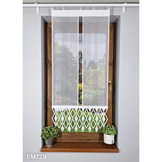 Schiebegardine weiß 60x117 cm mit Laserausschnitt geometrisch – FM729
