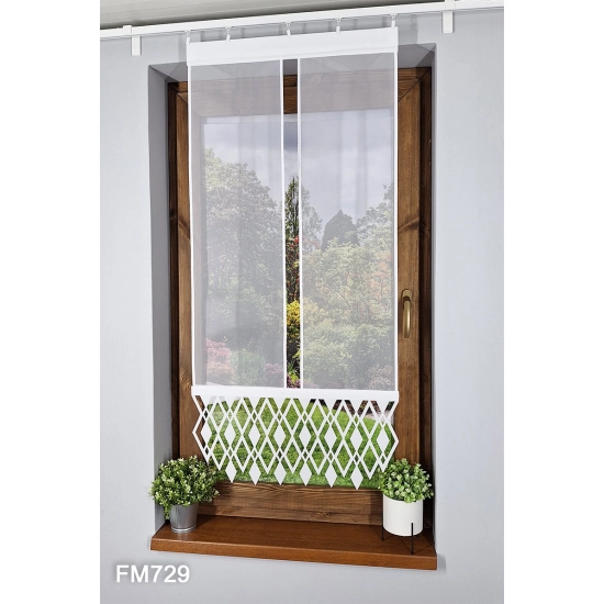 Schiebegardine weiß 60x127 cm mit Laserausschnitt geometrisch – FM729